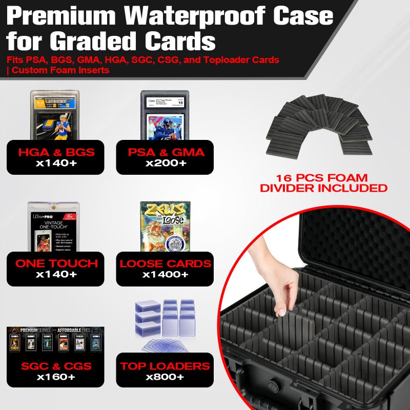 HOSOCASE Graded Card Case Storage Box: Trading Card Storage for PSA BGS SGC Toploaders with 12 Dividers, Sports Cards Cases for Baseball Football MTG Slab Holder Collector Gift Carry Organizer Displayï¼ˆ800+ï¼‰ - Image 2