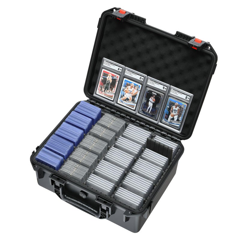 HOSOCASE Graded Card Case Storage Box: Trading Card Storage for PSA BGS SGC Toploaders with 12 Dividers, Sports Cards Cases for Baseball Football MTG Slab Holder Collector Gift Carry Organizer Displayï¼ˆ800+ï¼‰ - Image 1