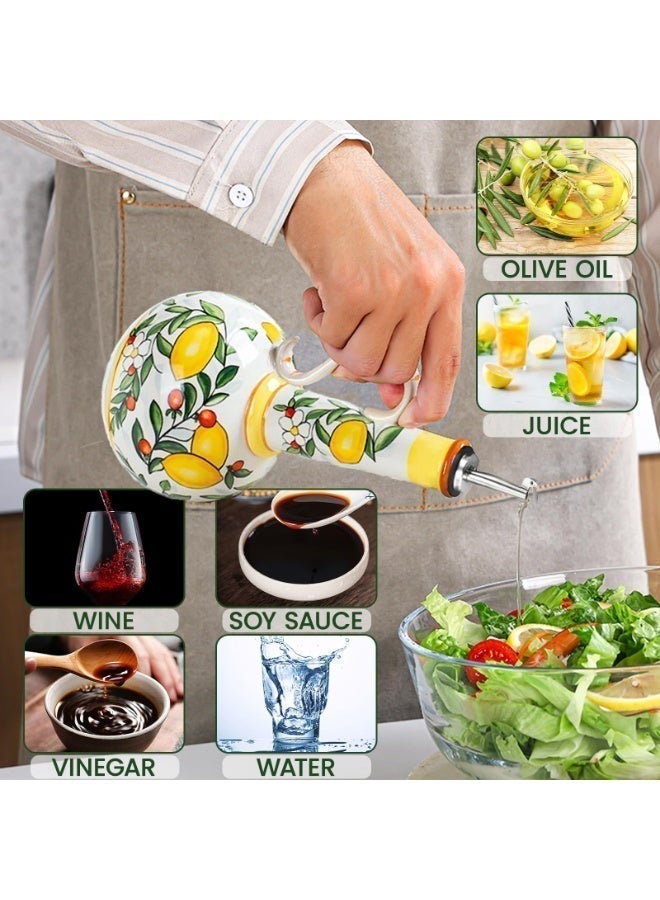 حياة كومفورت موزع زيت زيتون سيراميك بسعة، وعاء زيت يحجب الأشعة فوق البنفسجية، فوهة خالية من التنقيط وقاعدة مضادة للانقلاب لطاولة المطبخ(540 مل) - Image 3