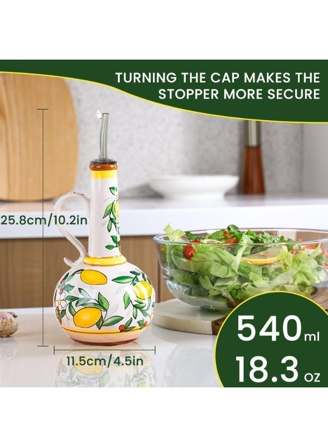 حياة كومفورت موزع زيت زيتون سيراميك بسعة، وعاء زيت يحجب الأشعة فوق البنفسجية، فوهة خالية من التنقيط وقاعدة مضادة للانقلاب لطاولة المطبخ(540 مل) - Image 2