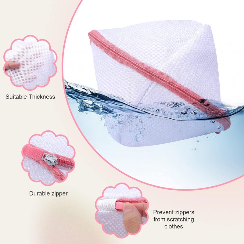 Bra Washing and Protection Mesh Bag Washing Machine Special Underwear Washing Bag with Zipper Fine Mesh Laundry Bag White 6PCS - Image 3