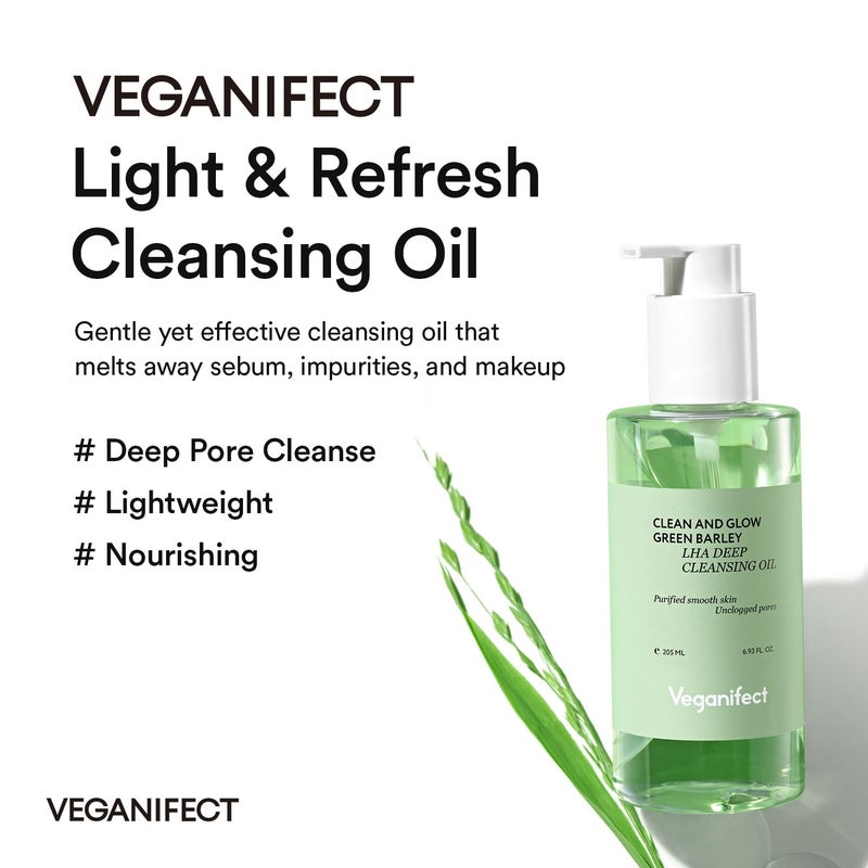 VEGANIFECT Hydrating Light Cleansing Oil for Sensitive Skin, Waterproof Makeup Remover & Blackhead Cleaner with Rice Bran Oil, Turmeric, and Centella Asiatica, Korean Skin care (205ml/6.93 fl oz) - Image 3