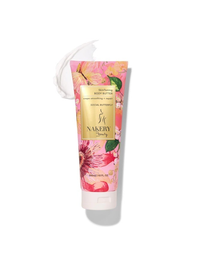 Nakery NAKERY Body Butter Anti Aging Moisturizer - Body Cream Skin Tightening Cream & Neck Firming Cream, Moisturizing Cream & Neck Tightening Cream for Body & Face Cream for Dry Skin 300ml(Social Butterfly)  - Image 1