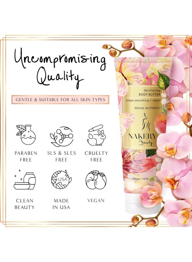 Nakery NAKERY Body Butter Anti Aging Moisturizer - Body Cream Skin Tightening Cream & Neck Firming Cream, Moisturizing Cream & Neck Tightening Cream for Body & Face Cream for Dry Skin 300ml(Social Butterfly)  - Image 3