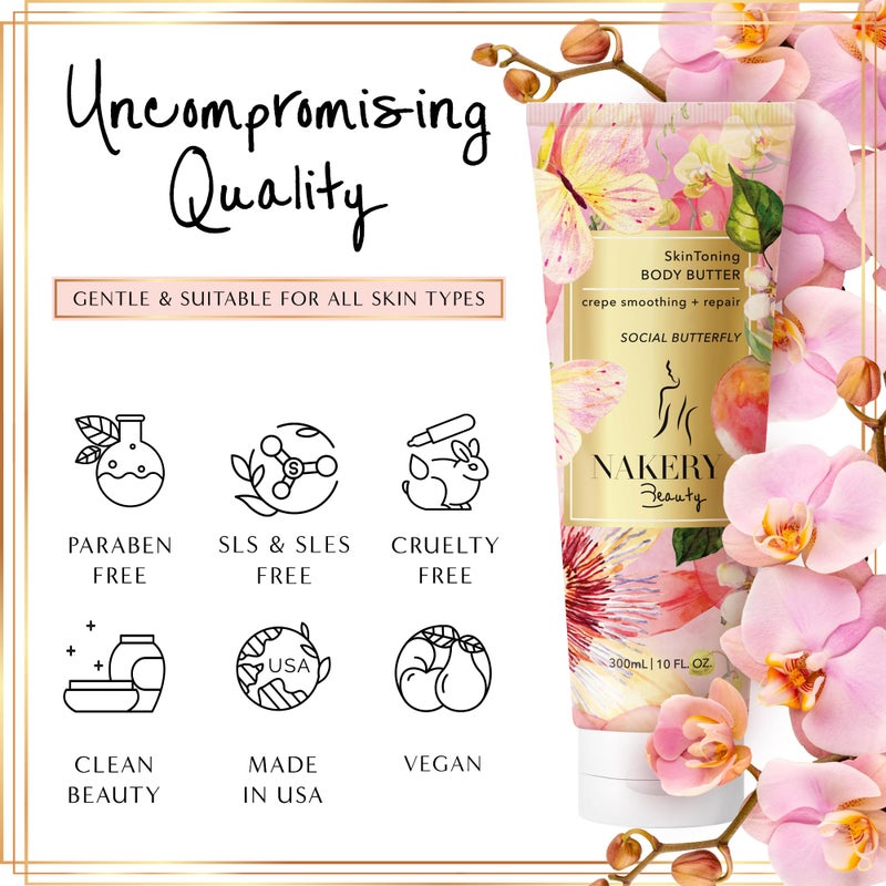 Nakery Body Butter Anti Aging Moisturizer - Skin Tightening Cream & Neck Firming Cream, Moisturizing Cream & Neck Tightening for Dry Skin 300ml(Social Butterfly) - Image 5