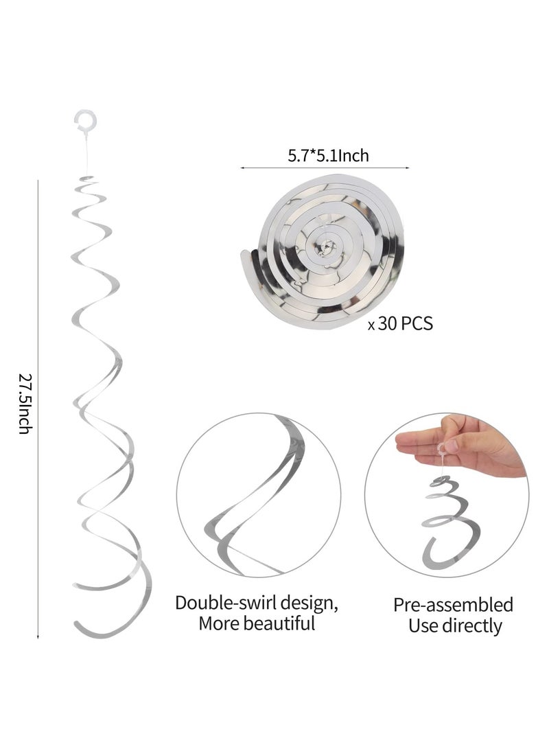 سيوسي زخارف دوامة للحفلات، 30 قطعة من الرقائق المعدنية للتعليق على شكل دوامة من البلاستيك للسقف، ديكورات دوامة لزينة حفلات أعياد الميلاد والزفاف، دوامة معدنية للتعليق 22 بوصة - Image 5