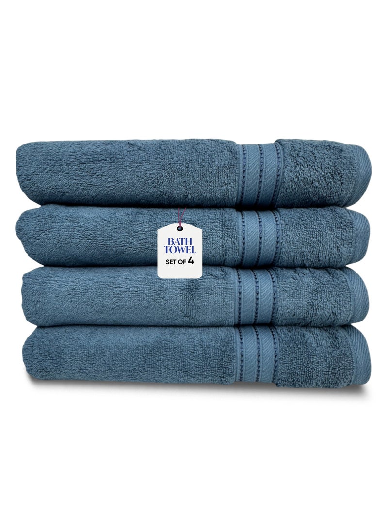 كاسينو Kassino Premium Bath Towels Set - (4 Pack, 70x140 cm), 580 GSM Bath Towel,100% Combed Cotton, Soft & Quick-Dry Towels for Bathroom, Highly Absorbent, Double Stitched Hotel Quality Towels | China Blue - Image 1