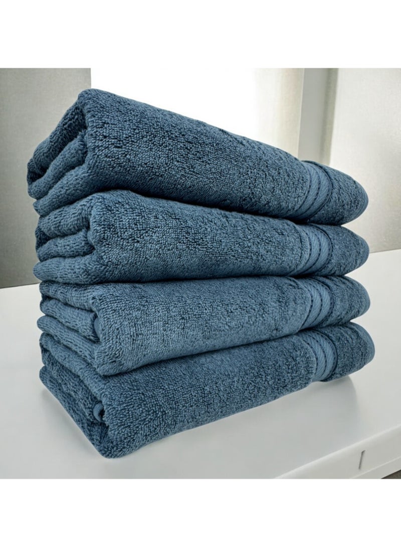 كاسينو Kassino Premium Bath Towels Set - (4 Pack, 70x140 cm), 580 GSM Bath Towel,100% Combed Cotton, Soft & Quick-Dry Towels for Bathroom, Highly Absorbent, Double Stitched Hotel Quality Towels | China Blue - Image 2