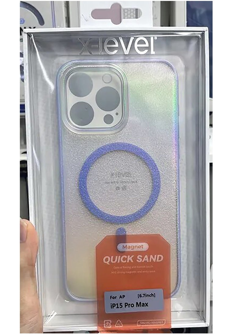 X-level - X-level for iPhone 15 Pro Max Case Luxury Quick sand Color Laser - Purple - Image 1