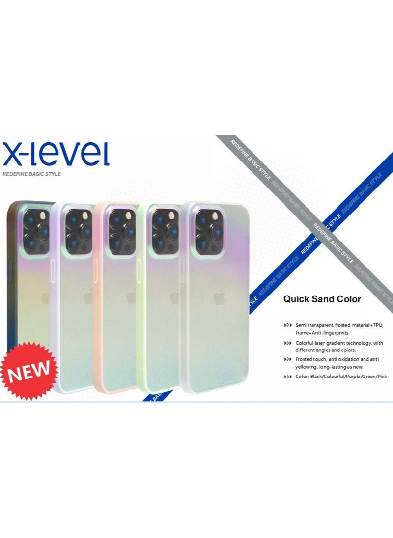 X-level - X-level for iPhone 15 Pro Max Case Luxury Quick sand Color Laser - Purple - Image 1