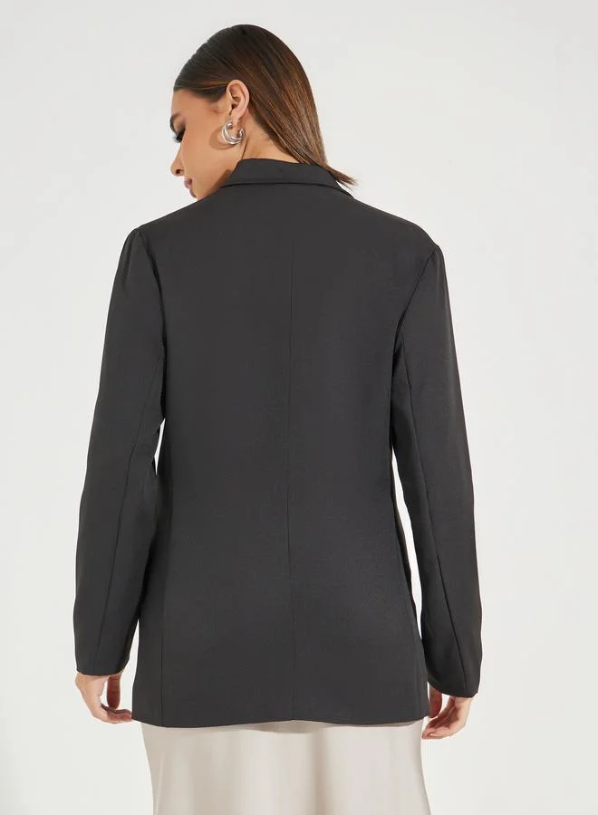 Styli Regular Fit Longline Double Breasted Blazer