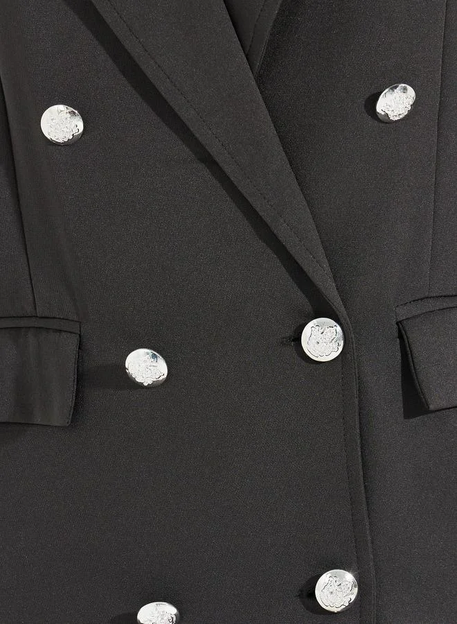 Styli Regular Fit Longline Double Breasted Blazer