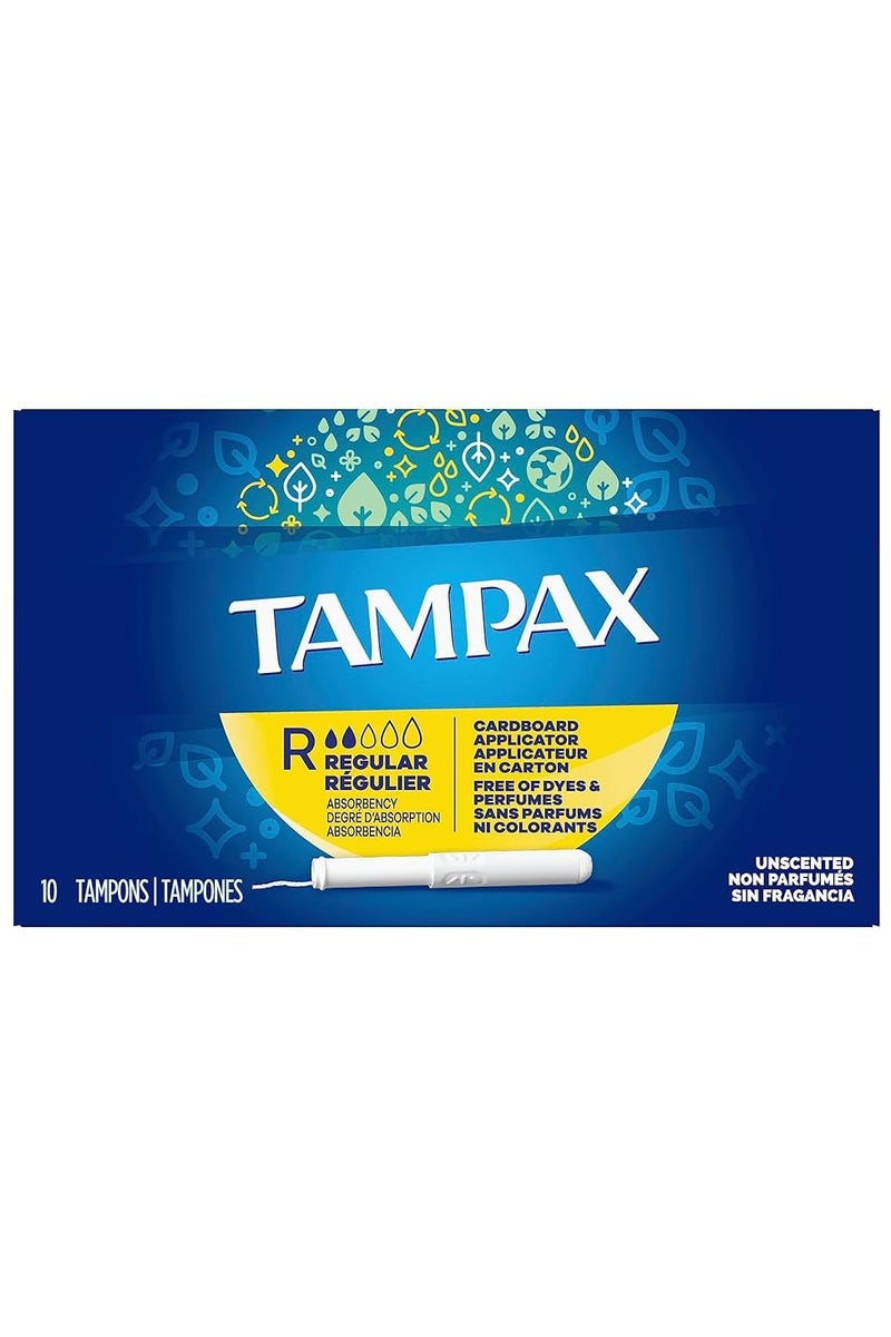 Tampax Regular Absorbency Tampons - 10 Pcs