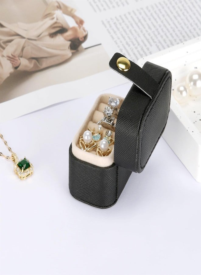 KUKUVR Small Travel Jewelry Box For Ring Stud Earring, Mini Jewelry Ring Holder for Multiple Rings, Portable Jewelry Storage Organizer Case (Black) - Image 4