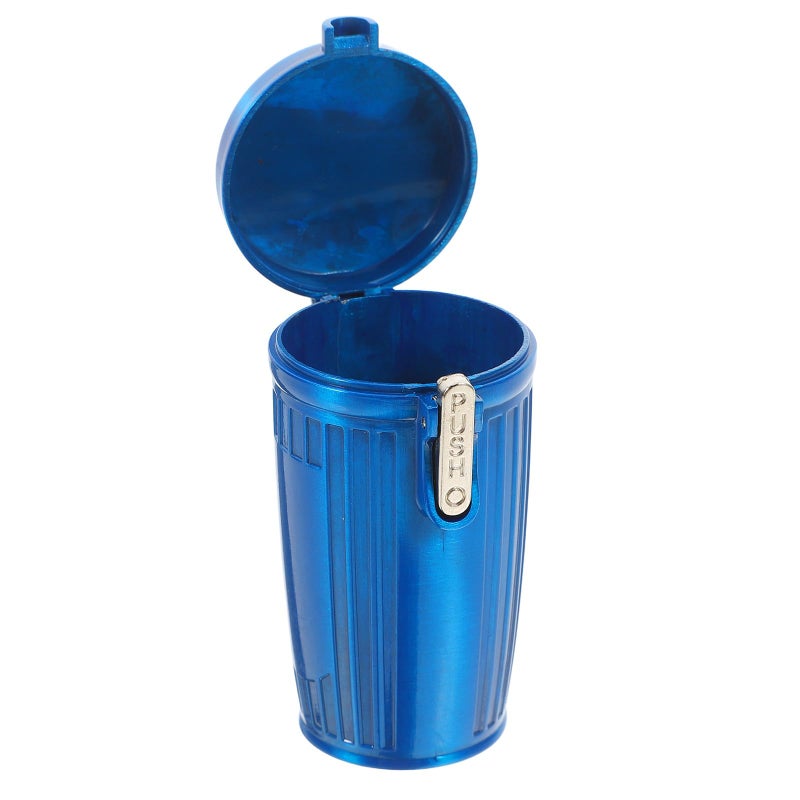 Windproof Portable Pocket Ashtray With Lid Smokeless Snuffer For Outdoor Travel Car Blue - Image 2