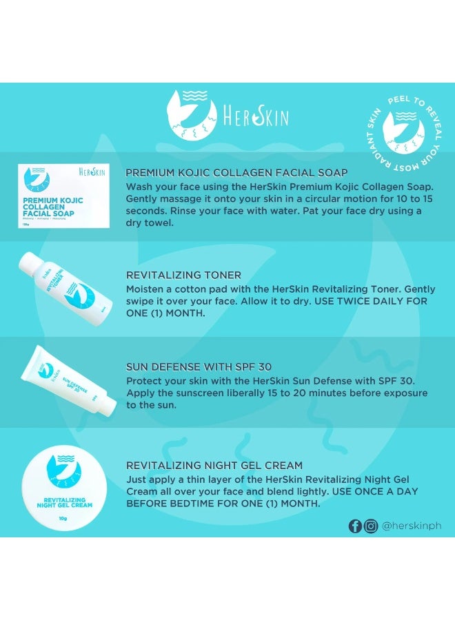 HerSkin Revita Glow Complete Skin Rescue Kit with Facial Toner, Premium Kojic Collagen Soap, Moisturizing Face Cream and SPF 30 Sun Defense for Daily Cleansing, Hydration and Skin Care Routine - Image 4