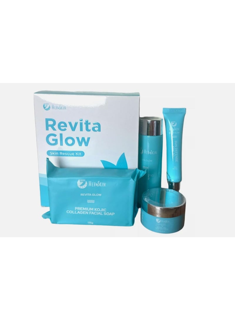 HerSkin Revita Glow Complete Skin Rescue Kit with Facial Toner, Premium Kojic Collagen Soap, Moisturizing Face Cream and SPF 30 Sun Defense for Daily Cleansing, Hydration and Skin Care Routine - Image 5