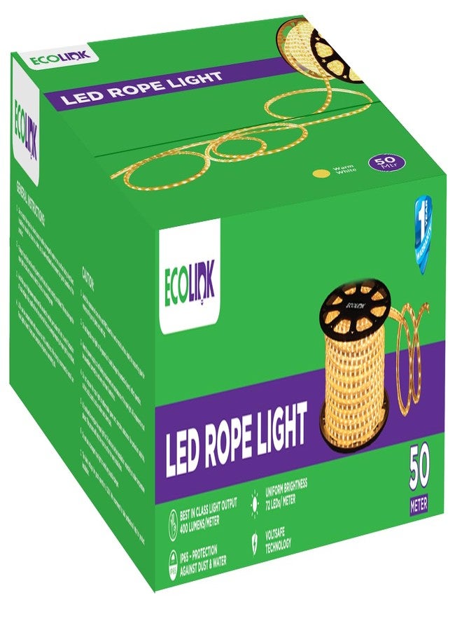 EcoLink 50 Meter Warm White LED Rope Light | For False Ceiling, Balcony, Diwali & Christmas | 72 LED/Meter Flexible Rope Light - Image 2