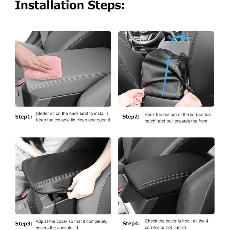 INTGET for 2026 Subaru Crosstrek/Impreza Accessories 2024 2025 Center Console Armrest Cover Leather Arm Rest Box Lid Car Middle Seat Cover Protector (Black Stitches, 2024+) - Image 5