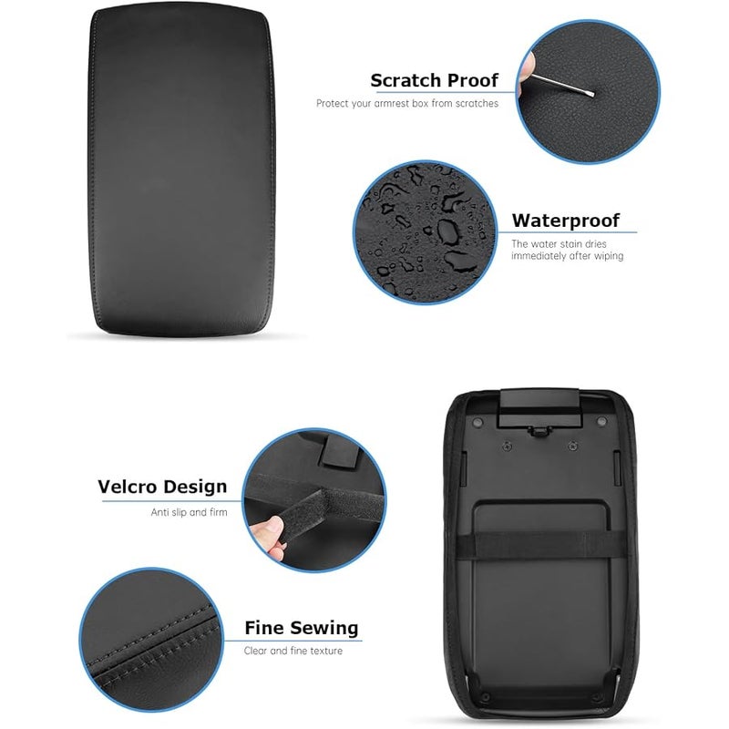 INTGET for 2026 Subaru Crosstrek/Impreza Accessories 2024 2025 Center Console Armrest Cover Leather Arm Rest Box Lid Car Middle Seat Cover Protector (Black Stitches, 2024+) - Image 4