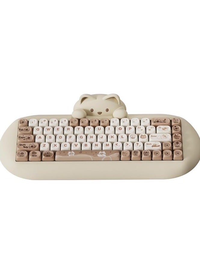 erorex - C68 Wireless Mechanical Keyboard, 65% Gaming Keyboard Hot Swap,Triple Mode BT5.0/2.4G/Wired,RGB Backlit NKRO,Cute Cat Silicone Ergonomic Keyboard for Win/Mac（Milk Switch，Brown) - Image 1