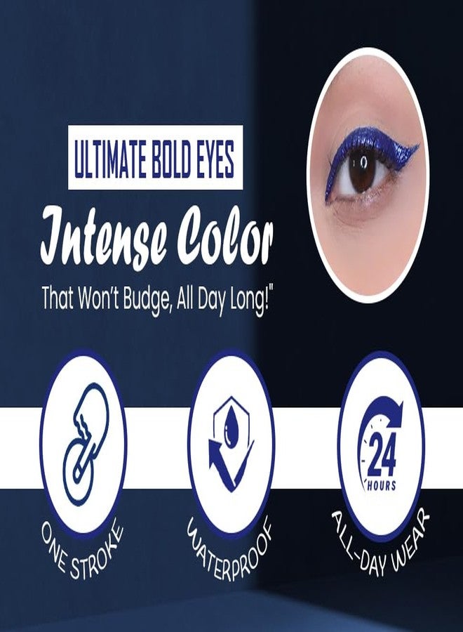 AYA Waterproof Eyeliner 5 ml & Eye Pencil Kajal 2.8g, Bold Eye Looks, Long-Lasting, Liner & Kajal Combo Pack, Essential Eye Kit, Blue - Image 2