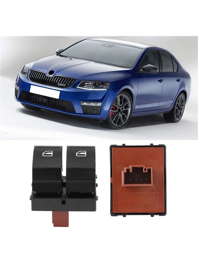 Black Dc 12v Power Window Switch Double Button Design For Skoda Fabia 2 2006 2015 Octavia 1z 2004 2015 Roomster 2006 2015 Easy Installation Durable Replacement Part Car Accessories - Image 4