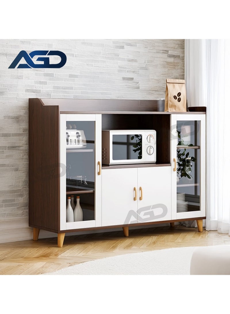 AGD Wooden kitchen side table with shelves to meet various storage needs, with dust-proof closed doors, and storage drawers, for living room, kitchen, and entryway, versatile - Image 2