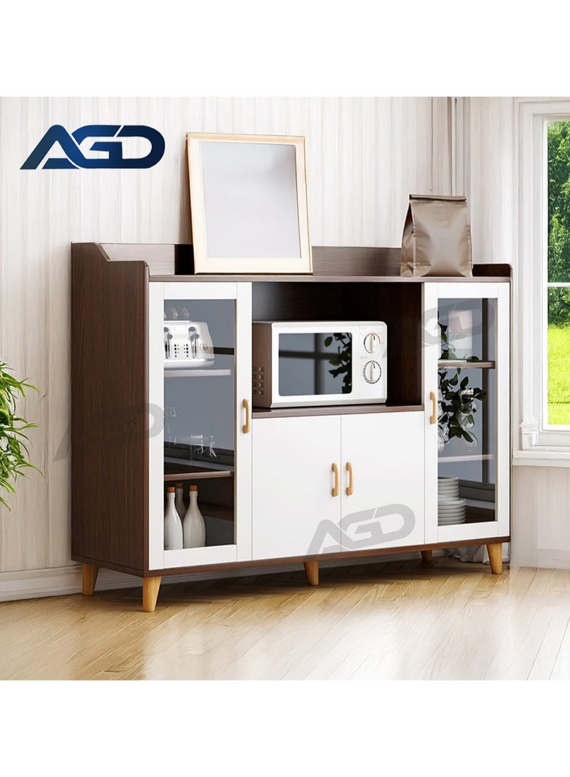 AGD Wooden kitchen side table with shelves to meet various storage needs, with dust-proof closed doors, and storage drawers, for living room, kitchen, and entryway, versatile - Image 3