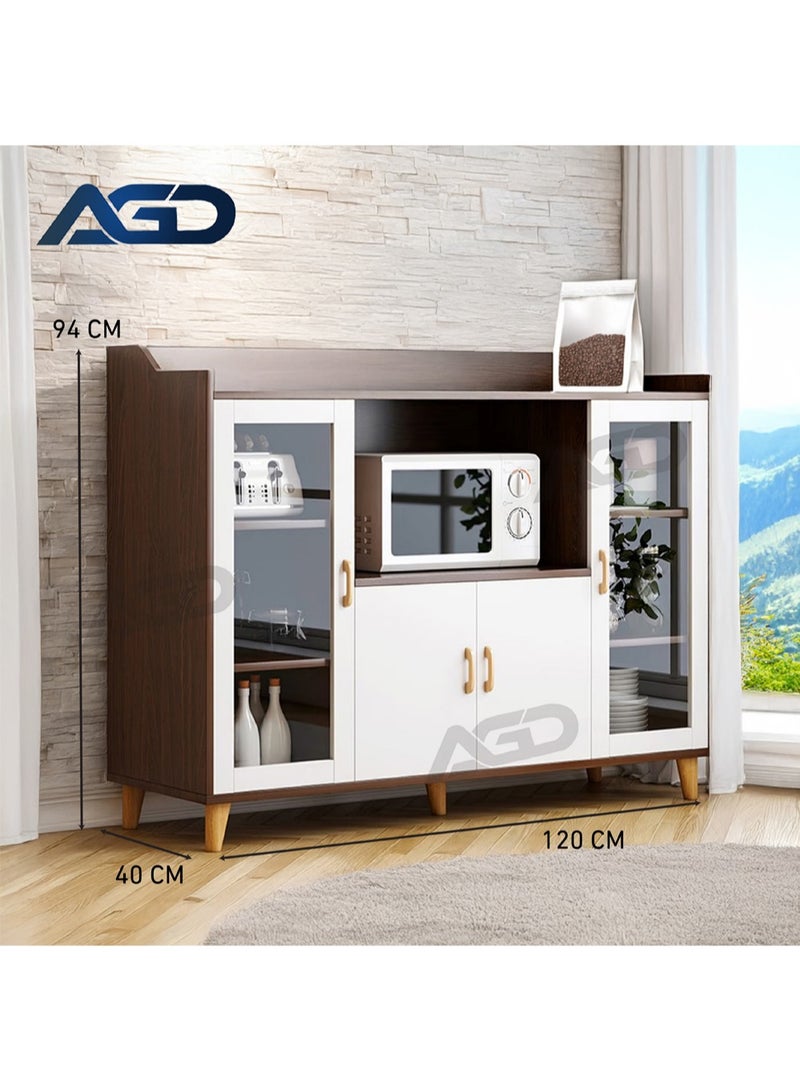 AGD Wooden kitchen side table with shelves to meet various storage needs, with dust-proof closed doors, and storage drawers, for living room, kitchen, and entryway, versatile - Image 4