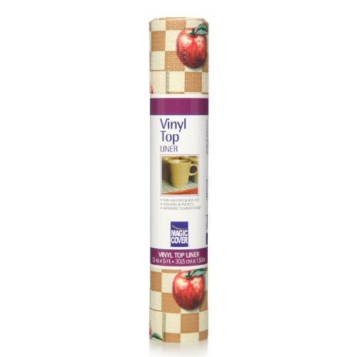 Magic Cover Magic Cover Vinyl Top Non-Adhesive Shelf Liner, 12-Inch by 5-Feet, Apple Check  - Image 1