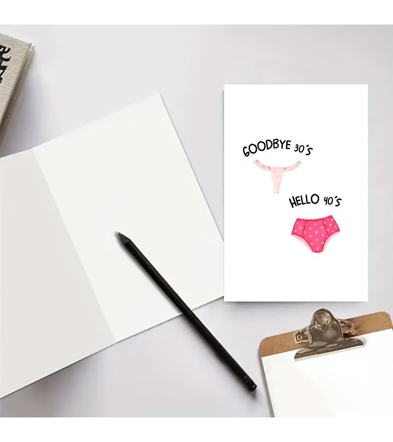 Humorous Goodbye 30 Hello 40 Birthday Card with Envelope Polka Dot Underwear Design 2pc - Image 5