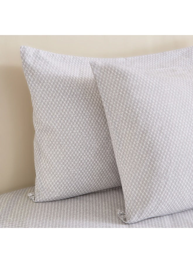 Home Box Geometric Cotton Pillowcase Set - Grey - 2 Pieces - Image 3