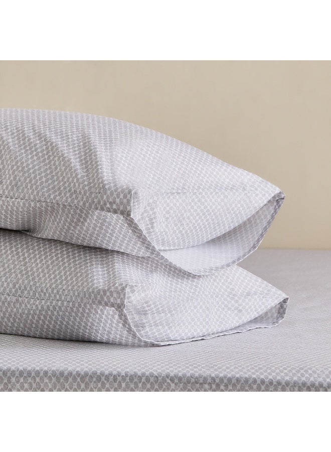 Home Box Geometric Cotton Pillowcase Set - Grey - 2 Pieces - Image 5