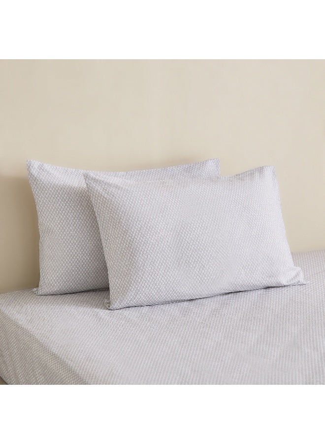 Home Box Geometric Cotton Pillowcase Set - Grey - 2 Pieces - Image 1