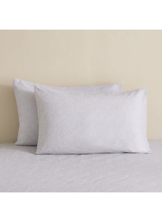 Home Box Geometric Cotton Pillowcase Set - Grey - 2 Pieces - Image 2