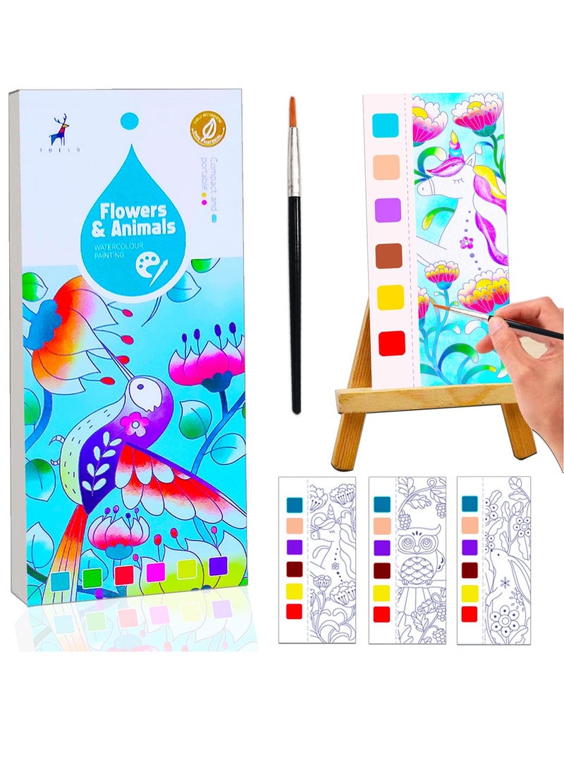 SYOSI Water Color Paint Sets for Kids Travel Pocket Watercolor Kit with Paints and Brushes Arts and Crafts for Girls Boys Water Colors Paint Book Kids Watercolor Coloring Books for Kids Ages 4-8 - Image 1