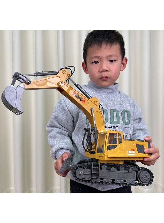 Large Alloy Children's Remote Control Excavator Toy Car Boy Simulation Electric Excavator Car Engineering Car Excavator-Color:12-way 2.4G-black [e-commerce Box]]  - Image 4