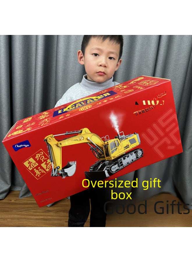 Large Alloy Children's Remote Control Excavator Toy Car Boy Simulation Electric Excavator Car Engineering Car Excavator-Color:12-way 2.4G-black [e-commerce Box]]  - Image 2