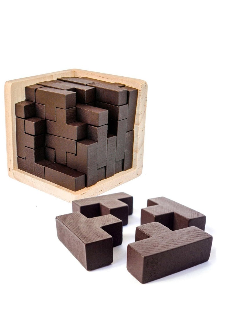 دوركو لغز مزعج الدماغ الخشبي ، بناء المهارات العبقرية قطع على شكل T ، لعبة فكرية أدوات ترفيهية وتعليمية تعليمية استكشاف الإبداع وحل المشاكل - Image 1