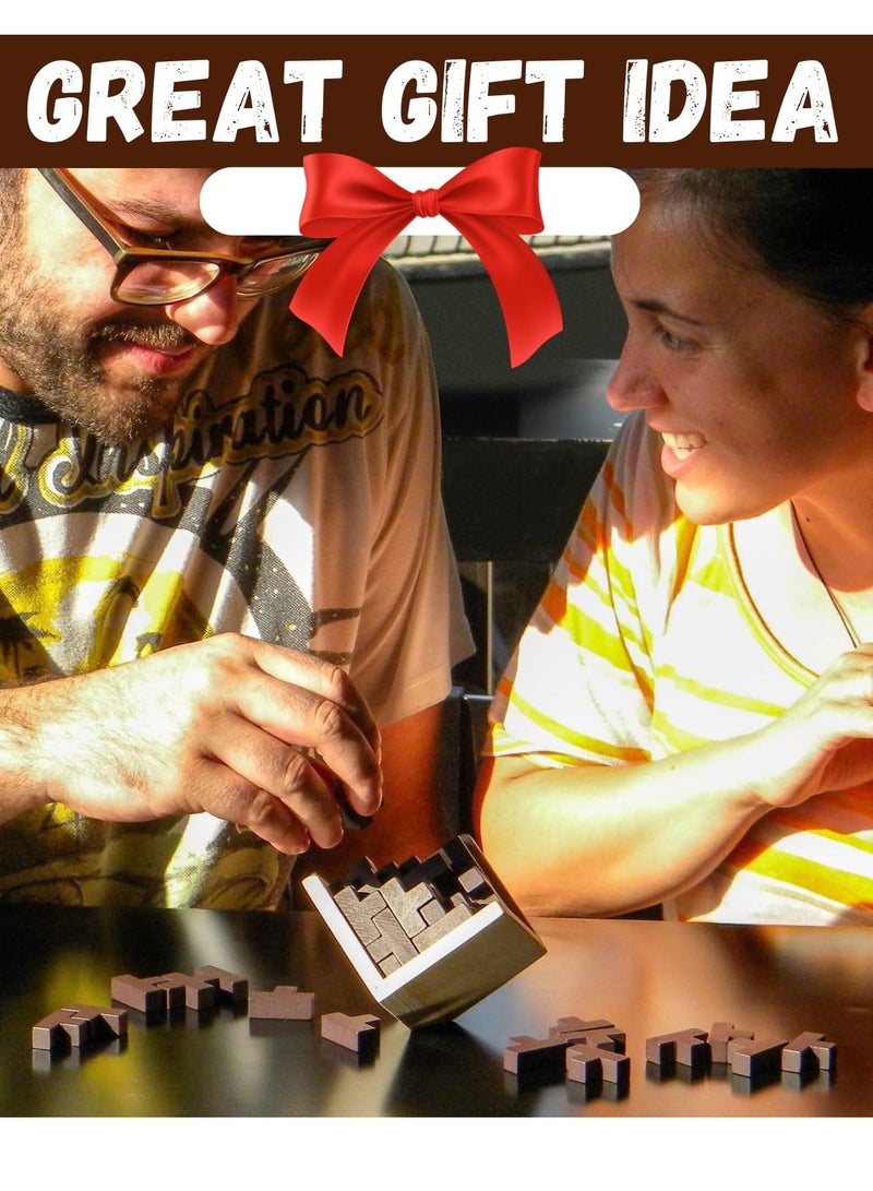 دوركو لغز مزعج الدماغ الخشبي ، بناء المهارات العبقرية قطع على شكل T ، لعبة فكرية أدوات ترفيهية وتعليمية تعليمية استكشاف الإبداع وحل المشاكل - Image 2