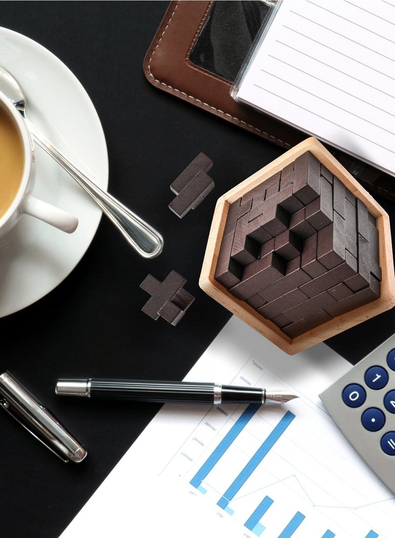 دوركو لغز مزعج الدماغ الخشبي ، بناء المهارات العبقرية قطع على شكل T ، لعبة فكرية أدوات ترفيهية وتعليمية تعليمية استكشاف الإبداع وحل المشاكل - Image 3