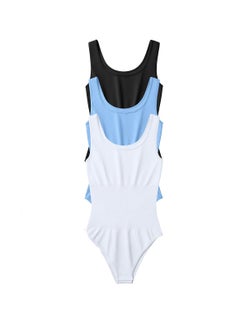 SYOSI Women's Bodysuits 3 Piece Sleeveless Round Neck Shapewear Tank Tops Bodysuits Black White Blue  - Image 1