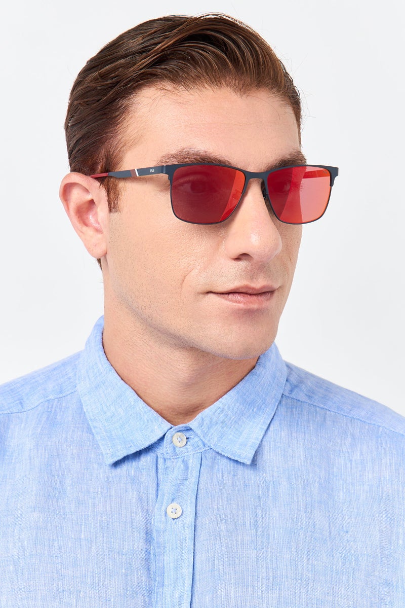 FILA Men SFI007 1HSR Rectangle Sunglasses, Blue - Image 2