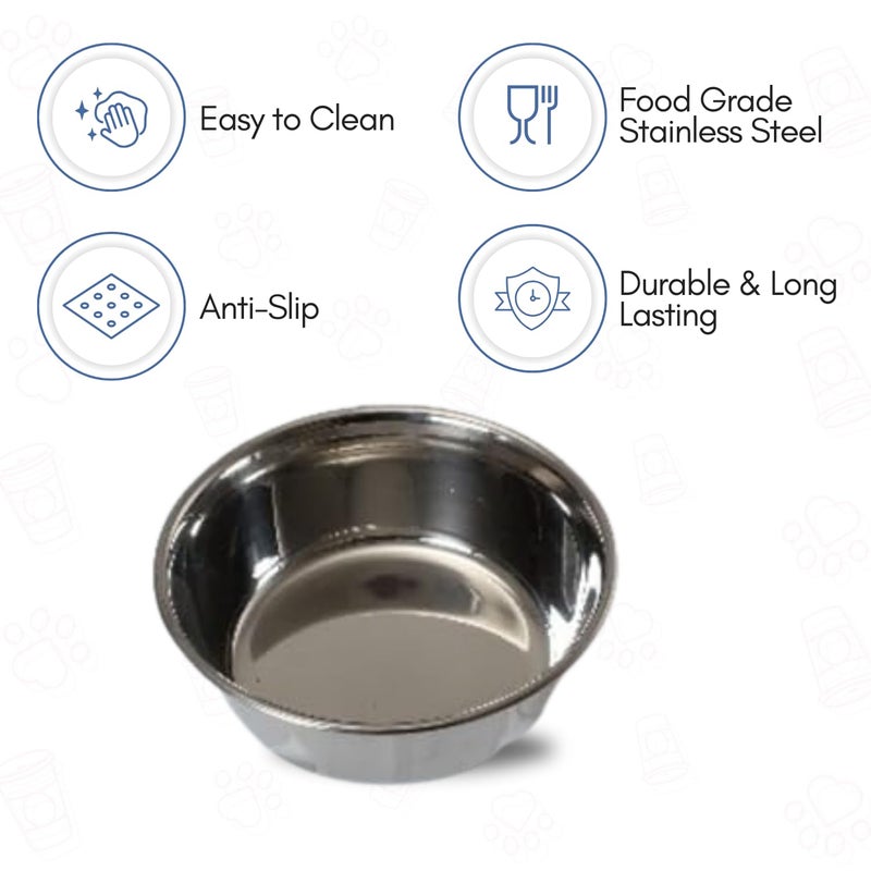 PLUMM Get Stainless Steel Pet Bowl for Dogs Feeding Bowl Bowlers Dog Food | Pet Bowl for Cat Big Size | Basic Pet Bowls for Dogs Large | 3D Printed Anti-Skid Rubber Base Water Food | Easy to Clean - Image 4