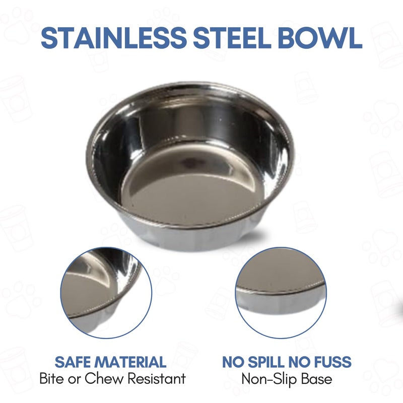 PLUMM Get Stainless Steel Pet Bowl for Dogs Feeding Bowl Bowlers Dog Food | Pet Bowl for Cat Big Size | Basic Pet Bowls for Dogs Large | 3D Printed Anti-Skid Rubber Base Water Food | Easy to Clean - Image 3