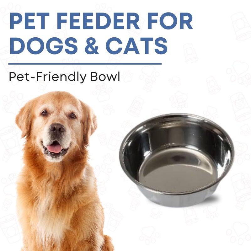 PLUMM Get Stainless Steel Pet Bowl for Dogs Feeding Bowl Bowlers Dog Food | Pet Bowl for Cat Big Size | Basic Pet Bowls for Dogs Large | 3D Printed Anti-Skid Rubber Base Water Food | Easy to Clean - Image 2
