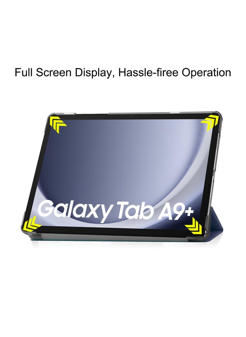 TEAM LUXURY Trifold Smart Cover Protective Slim Case for Samsung Galaxy Tab A9 Plus Blue  - Image 3