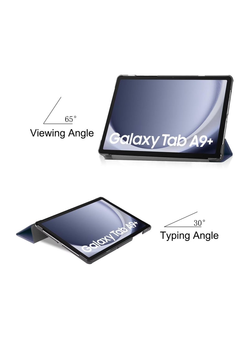 TEAM LUXURY Trifold Smart Cover Protective Slim Case for Samsung Galaxy Tab A9 Plus Blue  - Image 2