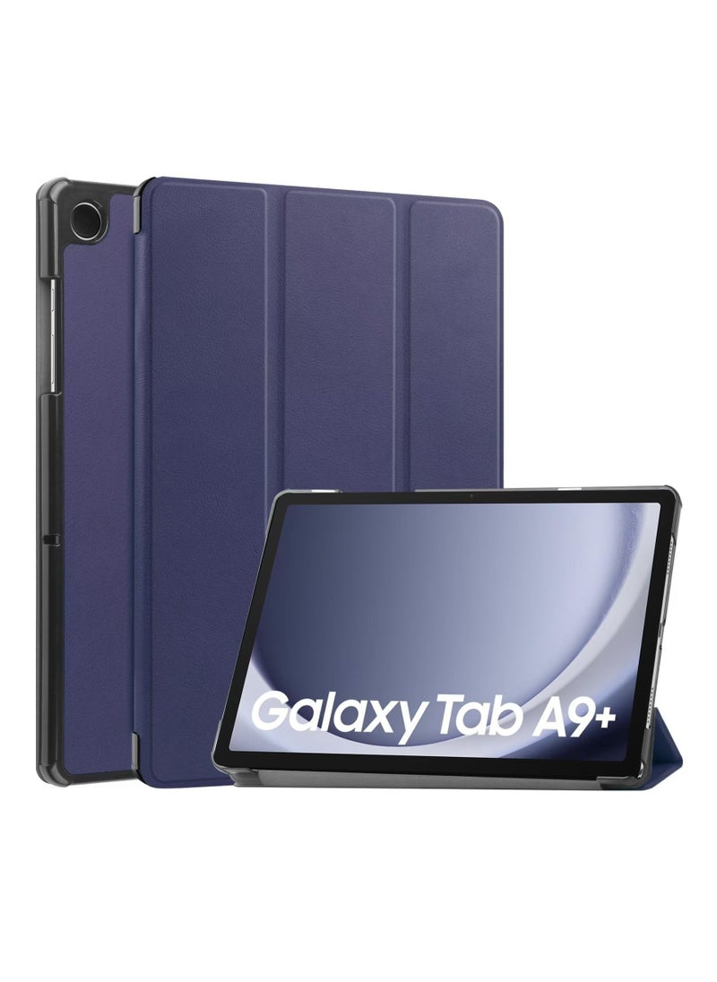 TEAM LUXURY Trifold Smart Cover Protective Slim Case for Samsung Galaxy Tab A9 Plus Blue  - Image 1